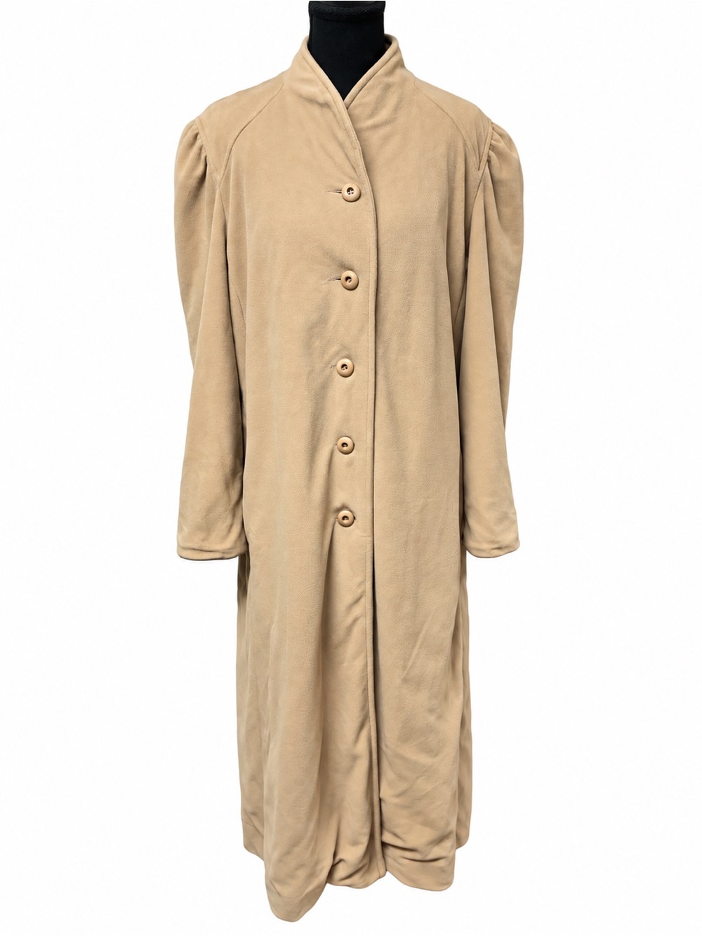 Vintage Wellington Fashions Kashmiracle Camel Beige Long Trench Coat Puff Sleeve